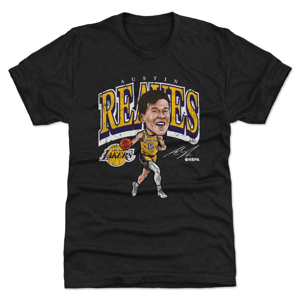 Austin Reaves Los Angeles Lakers Cartoon WHT Tee - Image 2
