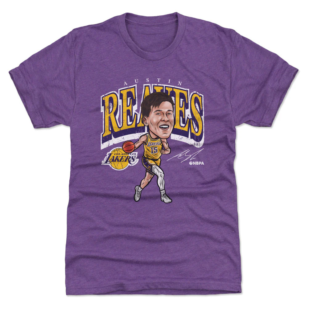Austin Reaves Los Angeles Lakers Cartoon WHT Tee - Image 3