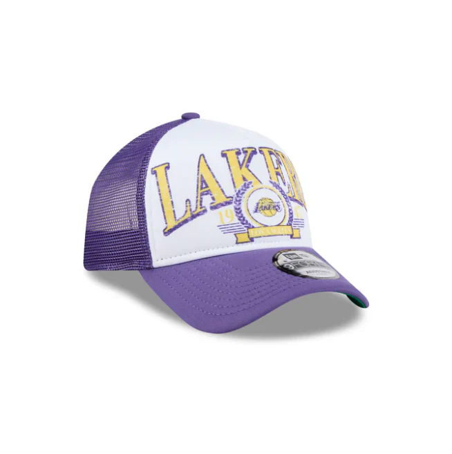 Lakers 940AF Distressed Throwback Snapback Hat - Image 2
