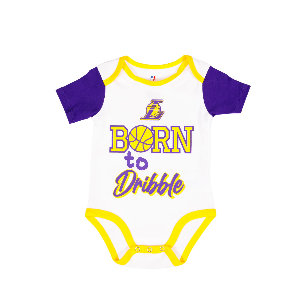 Lakers Infant Born to Hoop 3PC Creeper Set - Image 4