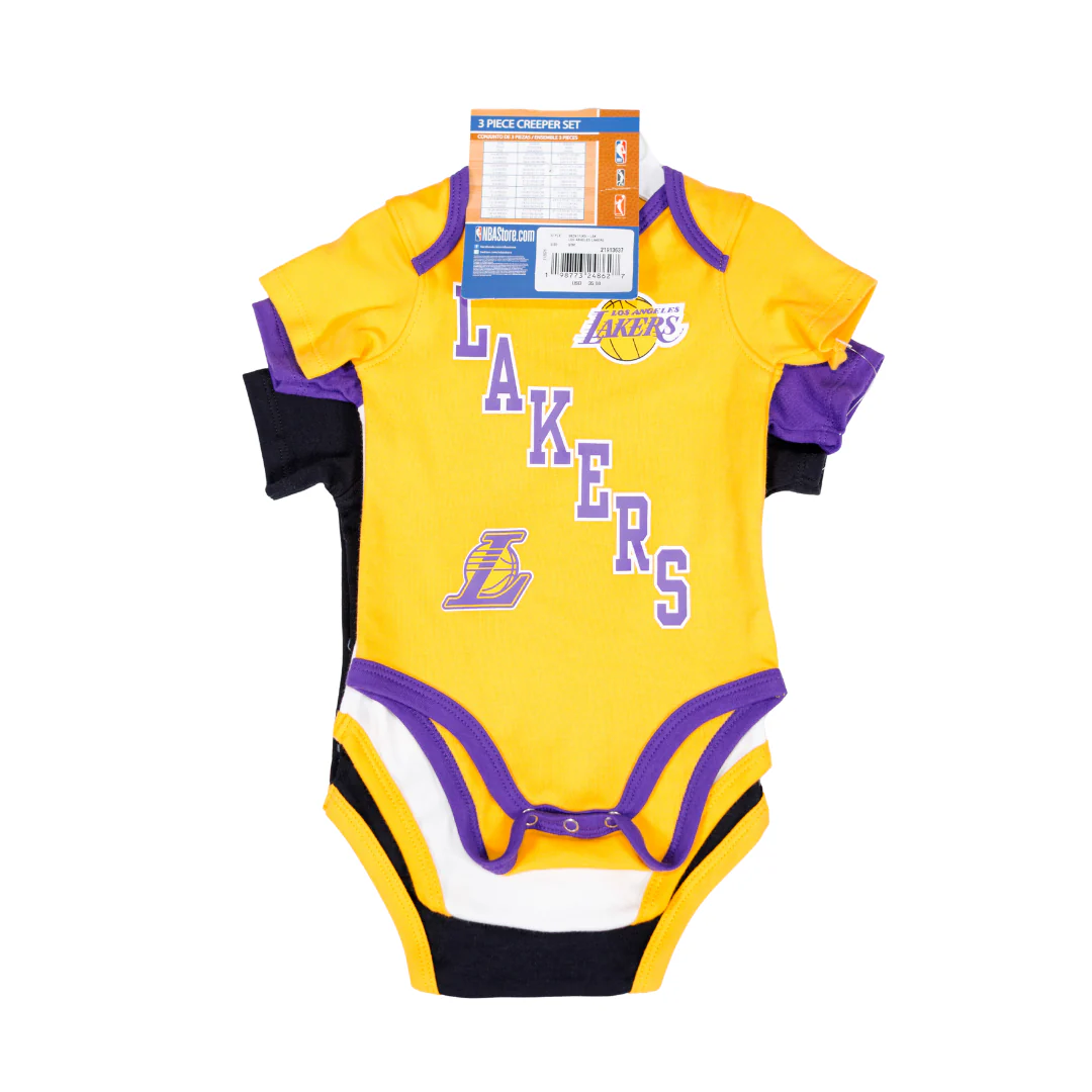 Lakers Infant Born to Hoop 3PC Creeper Set - Image 8
