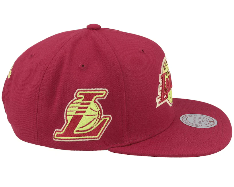 Lakers Merlot Shine Snapback Hat - Image 3