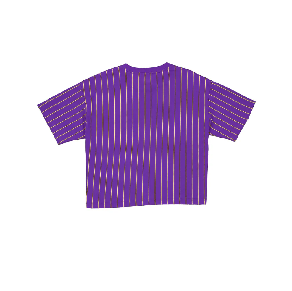 Lakers Wmns Purple Pinstripe Tee - Image 2