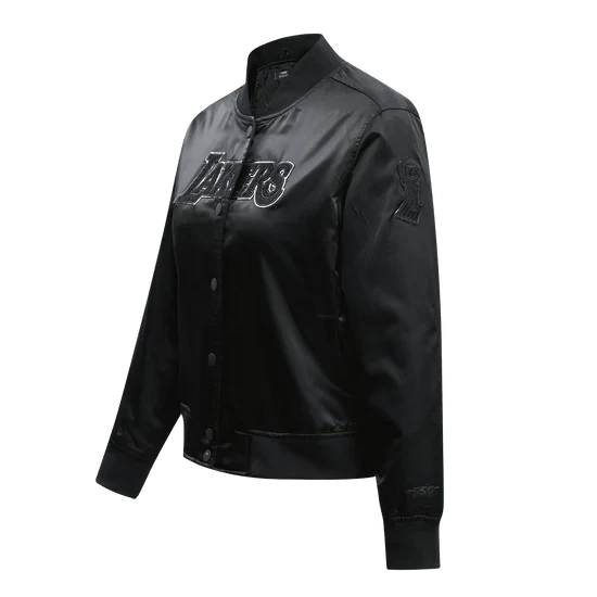 Lakers Women's Triple Black Satin Jacket - Image 3