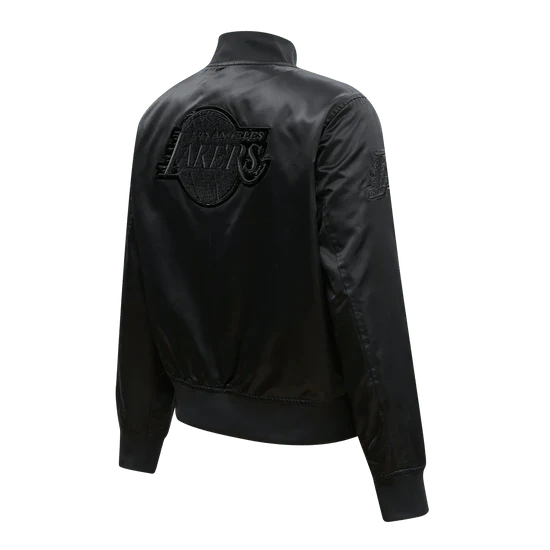 Lakers Women's Triple Black Satin Jacket - Image 4