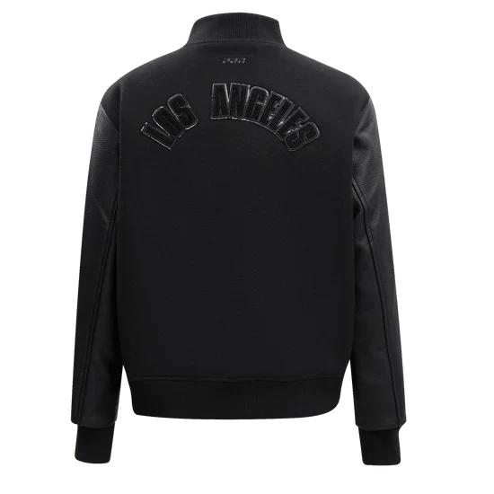 Lakers Women's Triple Black Wool Varsity Jacket - Image 3