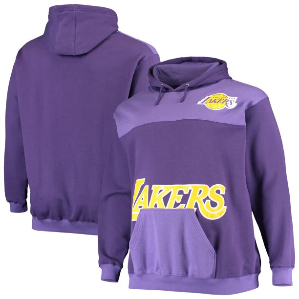 Los Angeles Lakers Big & Tall Tonal Oversized Wordmark Fleece Pullover Hoodie - Image 3