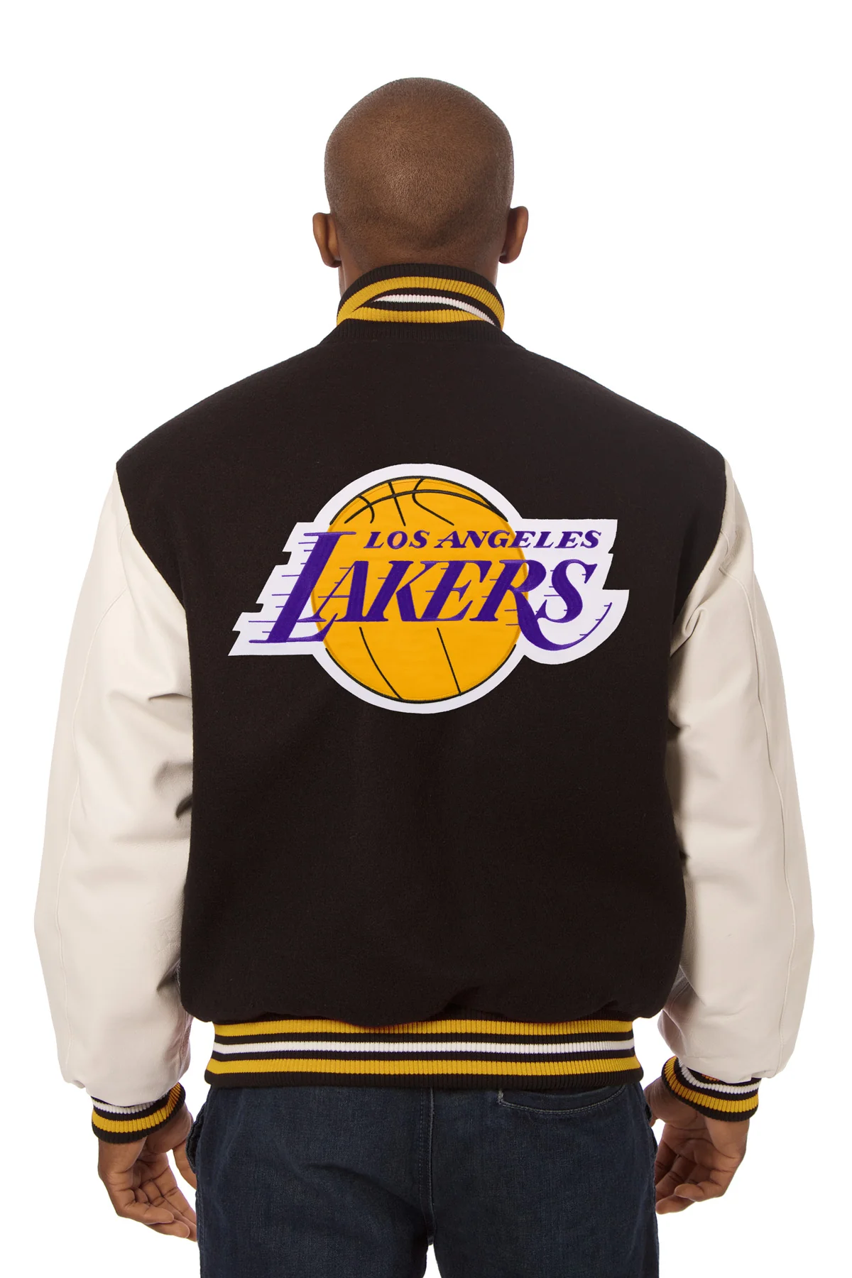Los Angeles Lakers Wool And Leather Jacket With Embroidered Patches - Image 2