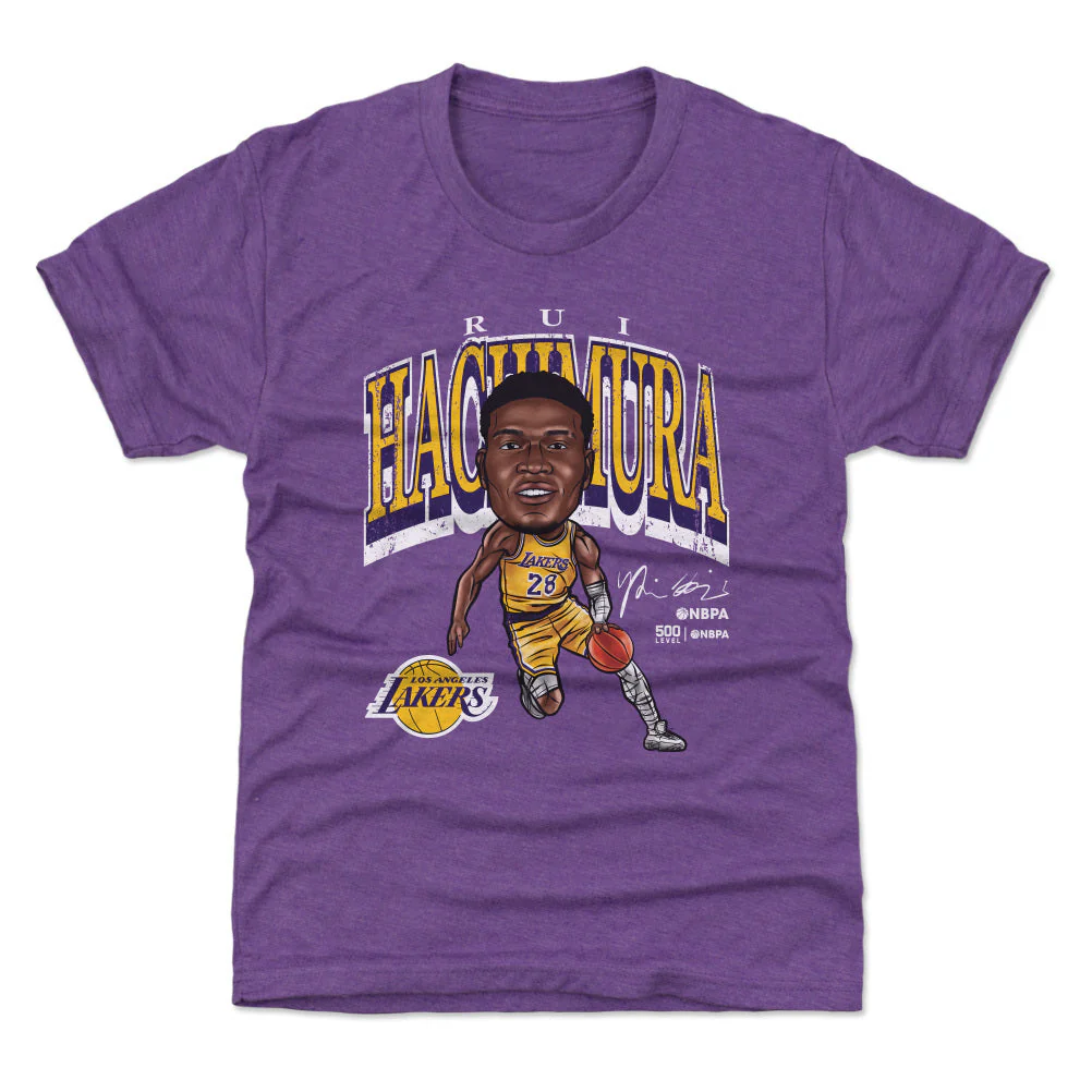 Rui Hachimura Los Angeles Lakers Cartoon WHT - Image 2